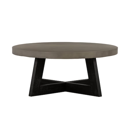 Armen Living Chester Modern Concrete and Acacia Round Coffee Table LCCHCOCC